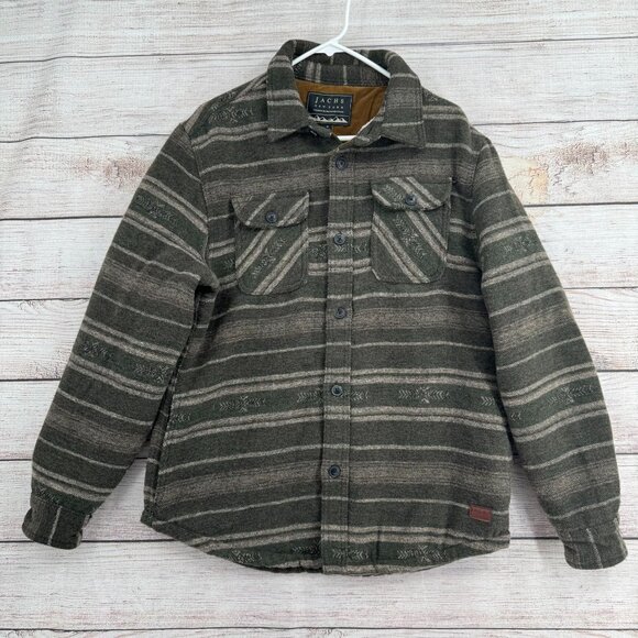 Jachs New York Sherpa Lined Striped Knit Shacket Jacket‎ Men's M Brown/Tan NEW - Picture 1 of 16